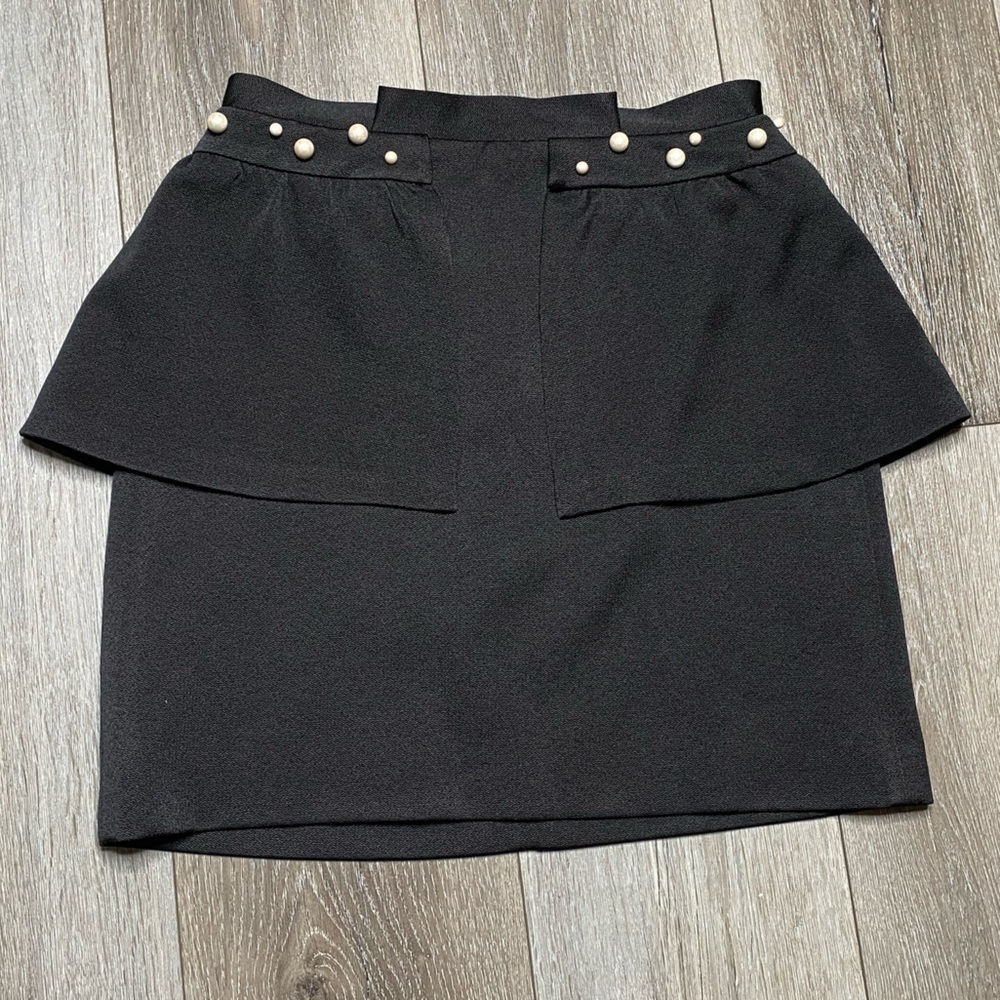 Zara Basic Women’s Peplum Mini Skirt Black Pearls Size XS